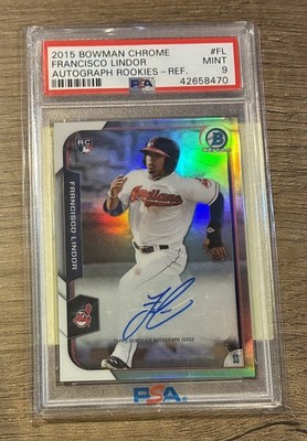 Francisco Lindor 2015 Bowman Chrome RC Rookie Auto Refractors PSA 9 #12 /499