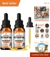 Pet Hemp Oil Organic for Dogs Cats 2oz Anxiety Stress Pain Relief Joint Support