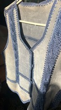 VTG 70's crocheted suede patchwork vest women's Large excellent