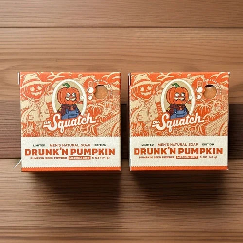 2 PACK Dr. Squatch Drunk'n Pumpkin Natural Soap Drunken Halloween