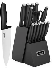 Kuisine Kitchen Chef Knife Block Set, High Carbon Stainless Steel Sharp…15 Piece