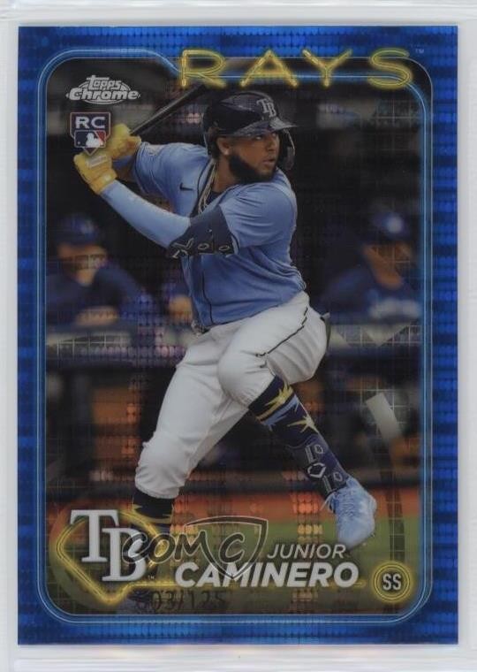 2024 Topps Chrome Blue Sonar Refractor 3/125 Junior Caminero #213 Rookie RC v9t