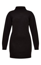 PrettyLittleThing Plus Black High Neck Knit Sweater Dress Size XL NWT
