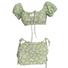 Women Flower Print Swimming Costume Padded Swimsuit Backless Bathing Suit