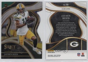 2023 Panini Select Club Level Green & Yellow Prizm Die-Cut Jayden Reed Rookie RC