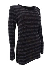 Karen Kane Women's Metallic Striped Tunic (S, Black/Silver)