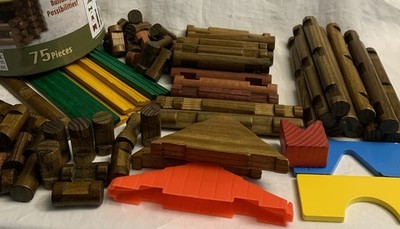 Ideal Frontier Wood Logs toy 69 Piece Lot Classic Construction Add to yours!