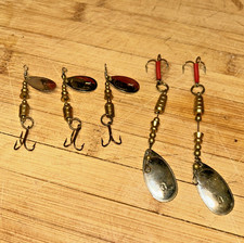 (5)Vintage Sportfisher Fishing Spinners Size 1 & 3