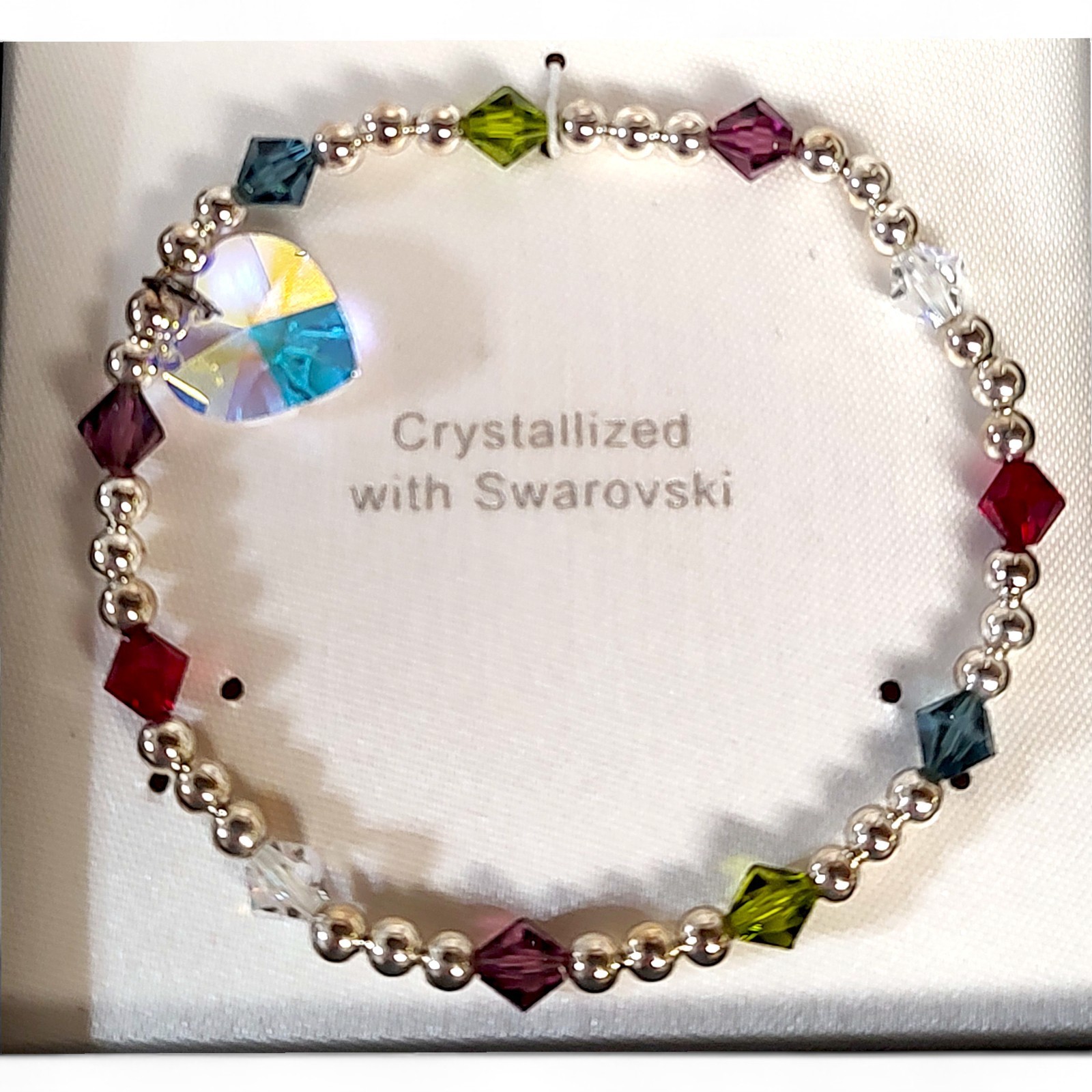 Heart & Multicolor Multi Gem Adjustable Bracelet … - image 2