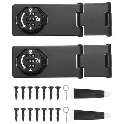Password Rotary Hasp Locks (Glow Black) (2 Set), Tri-fold Keyless Cabinet Lock