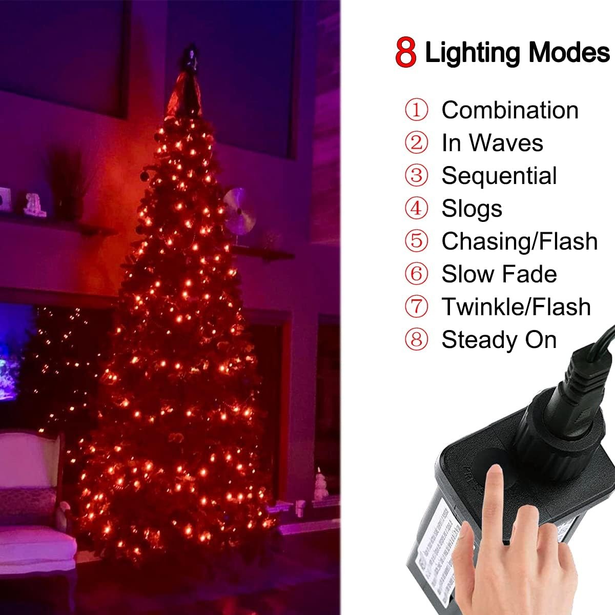 Halloween Lichterkette 25M 220 LED Orange 8 Modi Deko für Innen Außen