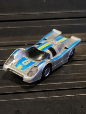 Vintage TYCO PORSCHE 917 Chrome 8 Blue Yellow HO SLOT CAR