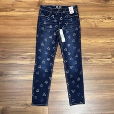 Wonder Nation Girls Heart Print Jeggings XL 14-16 Dark Wash NWT