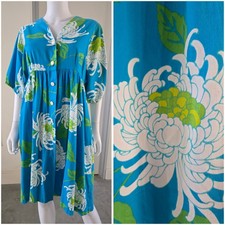 Vintage 1960s PSYCHEDELIC Kaftan Mini Muumuu HAWAIIAN Dress TIKI Caftan 1970s