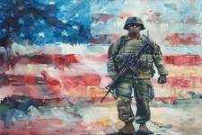US MILITARY ARMY AIR FORCE SOLDIER STRETCHED CANVAS WALL ART READY TO HANG MC25