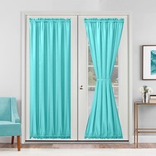 Hiasan French Door Curtains 52x72" Aqua Semi Sheer Rod Pocket 1 Panel Privacy