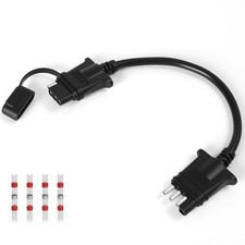 4-Pin Flat Trailer Extension Cable 12 Inch, Heavy Duty 16AWG Copper 4 Way Wiring