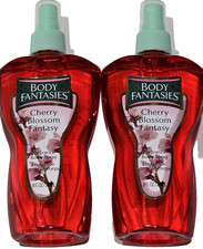 Lot of 2 Body Fantasies Cherry Blossom Fantasy Body Spray 8 Oz Each NEW