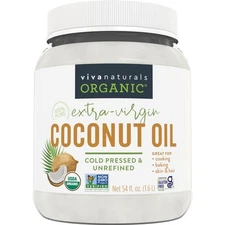 Viva Naturals Organic Coconut Oil Unrefined, Cold-Pressed Extra Virgin 54 fl oz