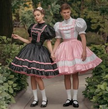 Steampunk Gothic Cosplay Prom Dress Black /Pink A Line Knee Length Evening Dress