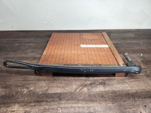 Vintage Monarch Wood 12” Paper Cutter Milton Bradley Co Springfield MA Vintage