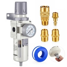 Manual Drain, Npt Compressed Air Filter Regulator, Piggyback Combo, 5&micro;M Brass El