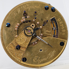 ELGIN B.W. RAYMOND GRADE 70, 15j 18s POCKET WATCH MOVEMENT 927181 FOR REPAIR(FC)