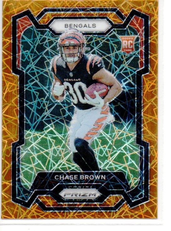2023 Panini Prizm Rookie Card Chase Brown #318 Orange Lazer Prizm (RC) Bengals