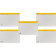 Image of Snopake A4 Plus Zip Bag Yellow Zippi Zippa Transparent Seal Bags - Pack 5