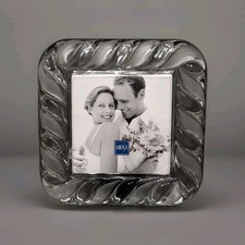 Mikasa Crystal Frame Frosted and Clear Beveled Glass 8x8 Picture Frame