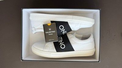 Size 11 Valentino by Mario Valentino Zeus White Black Mens Slip-On Sneaker Shoes