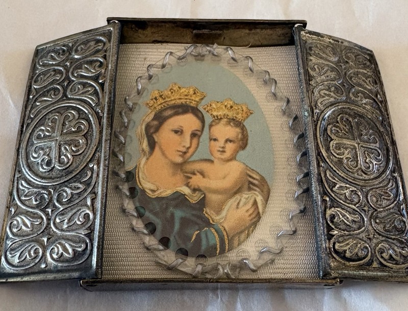 Antique European Miniature Silver Triptych Hand Made