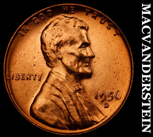 1956-D Lincoln Wheat Cent- Choice Gem Brilliant Uncirculated Luster #J1375