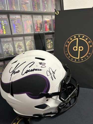Justin Jefferson Kirk Cousins dual autograph full size helmet eclipse speed