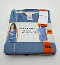 Lucky Brand Women's 3 Piece Pajama Lounge Set, Tee, Tank, Pant, Blue, 2XL, New