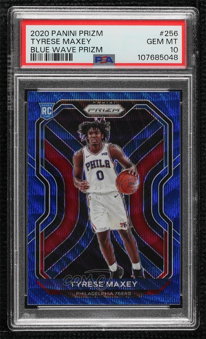 2020-21 Panini Prizm Blue Wave Prizm Tyrese Maxey #256 PSA 10 GEM MT 11es