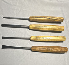 Swiss Made Wood Carving Tool Set Lot of 4 - 3/3, 3/8, 7F/10, 7F/16