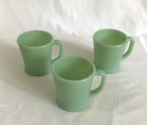 New ListingLot of 3 Fire King Jadeite Mugs D Handle Made USA Excellent Condition!