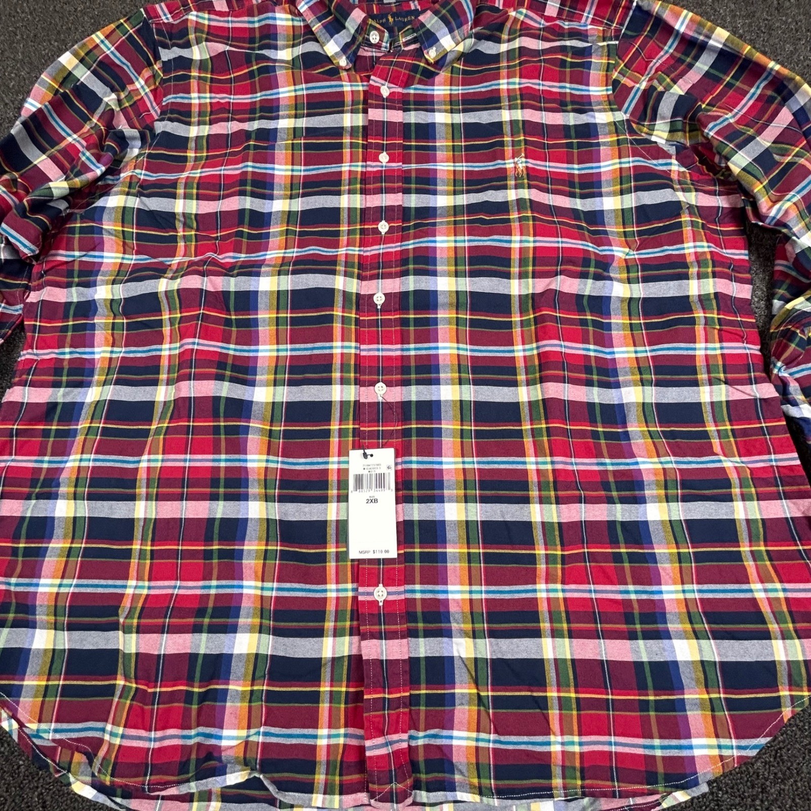 Ralph Lauren Plaid Shirt Button Down Long Sleeve Cotton Casual Mens 2XB thumbnail 5