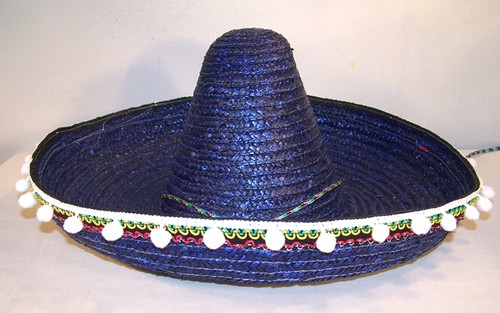 BLUE SOMBRERO HAT W TASSELS fiesta 