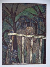 ESTEBAN FEKETE  - FARBHOLZSCHNITT - Das alte Pferd