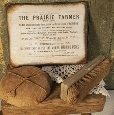 COLONIAL PRIMITIVE VICTORIAN VINTAGE STYLE PRAIRIE FARMER 1877 ADVERTISING SIGN