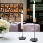 Set of 2 Metal Candle Holders for Taper Candles Decorative Candlestick (S + L)