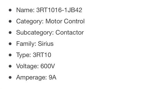 Siemens Contactor Motor Control- 3RT1016-1JB42 (NEW-OPEN BOX) - Picture 3 of 3