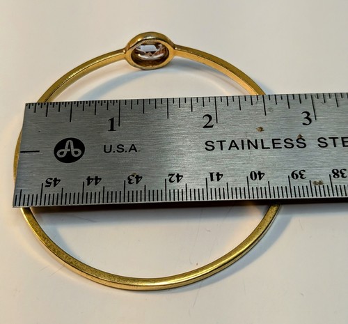 Vintage Henri Bendel Skinny Bangle Bracelet Gold Tone w Faceted Smokey Crystal - Picture 10 of 10
