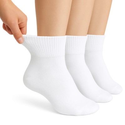 Women s Diabetic Ankle Socks 3 Pairs Soft Cotton Non-Binding Top