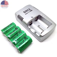 3V 1000mAh 123 CR123 CR123R CR17335 CR17345 Li-ion Batteries / Dual Charger USA