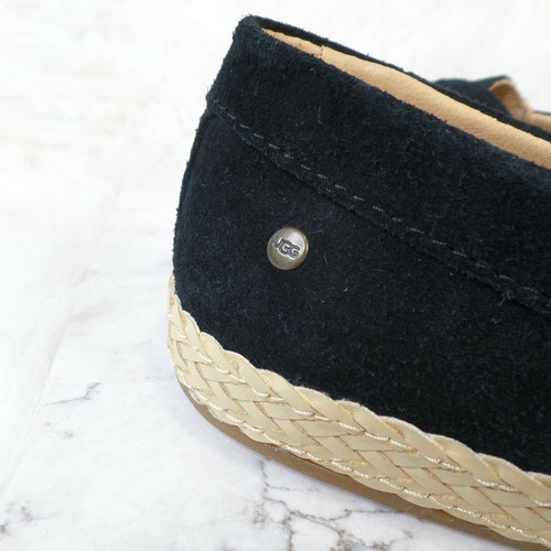 UGG Australia Black Clarissa Woven Suede Slip On Flat 1092234 size 5 - Picture 3 of 11