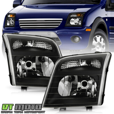 #ad #ad For 2010 2013 Ford Transit Connect Black Headlights Headlamps Pair LeftRight $175.99