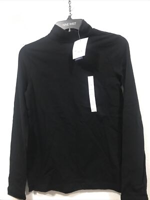 Croft & Barrow Women's Mock Neck  Shirt Size XS Black  (TW-3761)